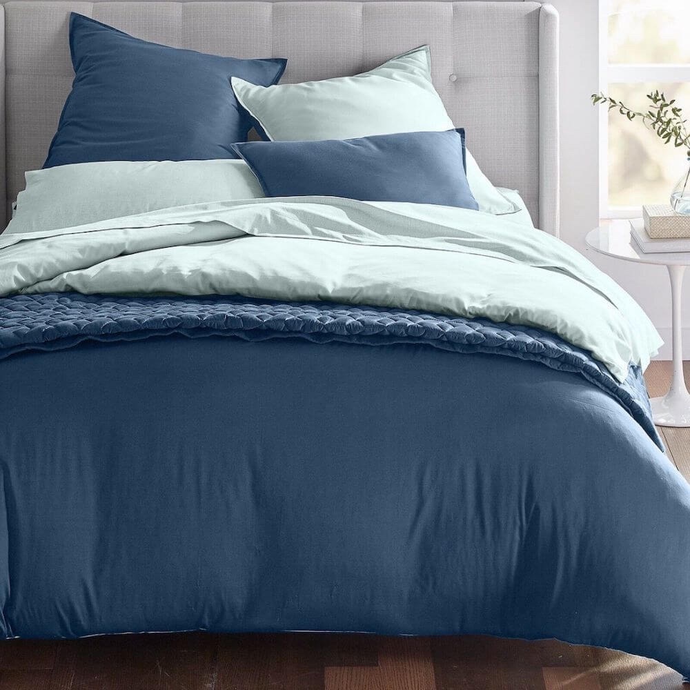 Oake Cotton & Tencel 300 Thread Count KING Duvet Cover & 2 Shams Set NAVY